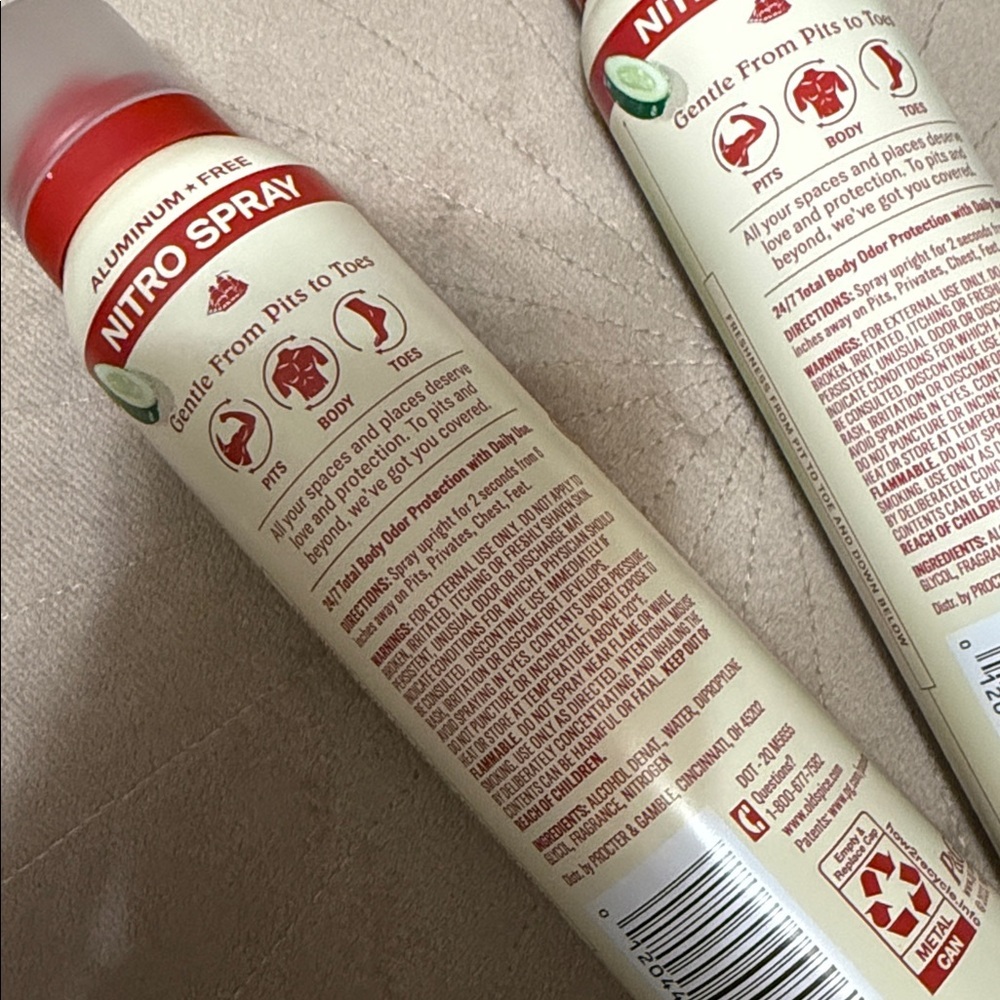 2 Old Spice GentleMan's Total Body Deodorant Spray Brand New - Picture 3 of 6